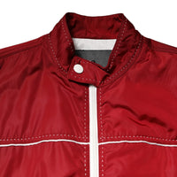Dolce & Gabbana Red White Nylon Full Zip Men Bomber Jacket