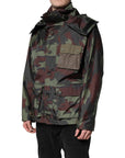 Dolce & Gabbana Multicolor Camouflage Button Hooded Jacket