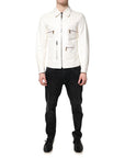 Dolce & Gabbana White Collared Full Zip Biker Coat Jacket