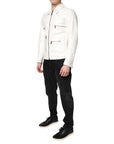 Dolce & Gabbana White Collared Full Zip Biker Coat Jacket