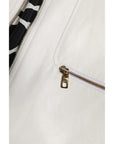 Dolce & Gabbana White Collared Full Zip Biker Coat Jacket