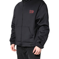 Dolce & Gabbana Black Polyester DG Hooded Full Zip Jacket