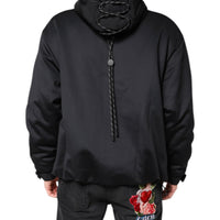 Dolce & Gabbana Black Polyester DG Hooded Full Zip Jacket