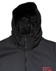 Dolce & Gabbana Black Polyester DG Hooded Full Zip Jacket