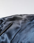 Dolce & Gabbana Blue Solid Silk Men Wrap Robe Coat Jacket