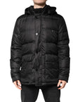 Dolce & Gabbana Black Hooded Parka Coat Winter Jacket