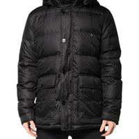 Dolce & Gabbana Black Hooded Parka Coat Winter Jacket