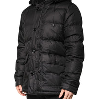 Dolce & Gabbana Black Hooded Parka Coat Winter Jacket