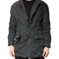 Dolce & Gabbana Black Solid Cotton Collared Coat Jacket