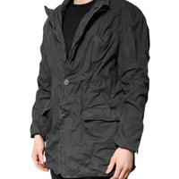 Dolce & Gabbana Black Solid Cotton Collared Coat Jacket