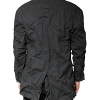 Dolce & Gabbana Black Solid Cotton Collared Coat Jacket