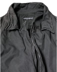 Dolce & Gabbana Black Solid Cotton Collared Coat Jacket