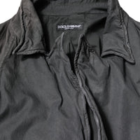 Dolce & Gabbana Black Solid Cotton Collared Coat Jacket
