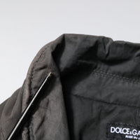 Dolce & Gabbana Black Solid Cotton Collared Coat Jacket
