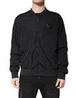 Dolce & Gabbana Black Nylon Logo Full Zip Bomber Jacket