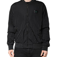 Dolce & Gabbana Black Nylon Logo Full Zip Bomber Jacket