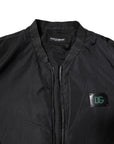 Dolce & Gabbana Black Nylon Logo Full Zip Bomber Jacket