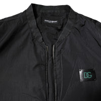 Dolce & Gabbana Black Nylon Logo Full Zip Bomber Jacket