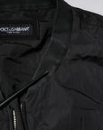 Dolce & Gabbana Black Nylon Logo Full Zip Bomber Jacket