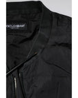 Dolce & Gabbana Black Nylon Logo Full Zip Bomber Jacket