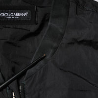Dolce & Gabbana Black Nylon Logo Full Zip Bomber Jacket