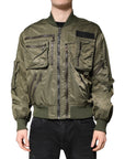 Dolce & Gabbana Green Nylon Full Zip Men Bomber Jacket