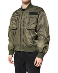 Dolce & Gabbana Green Nylon Full Zip Men Bomber Jacket