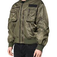 Dolce & Gabbana Green Nylon Full Zip Men Bomber Jacket