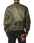 Dolce & Gabbana Green Nylon Full Zip Men Bomber Jacket