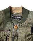Dolce & Gabbana Green Nylon Full Zip Men Bomber Jacket