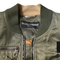 Dolce & Gabbana Green Nylon Full Zip Men Bomber Jacket
