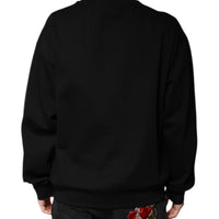 Dolce & Gabbana Black Cotton DG Crew Neck Pullover Sweater
