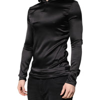 Dolce & Gabbana Black Silk Turtleneck Men Pullover Sweater