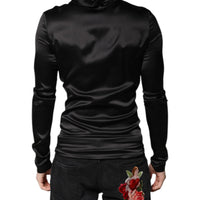 Dolce & Gabbana Black Silk Turtleneck Men Pullover Sweater
