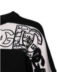 Dolce & Gabbana Black White Logo Print Wool Pullover Sweater