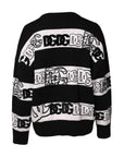 Dolce & Gabbana Black White Logo Print Wool Pullover Sweater
