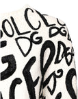 Dolce & Gabbana White Black Logo Print Women Pullover Sweater