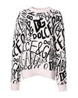Dolce & Gabbana White Black Logo Print Women Pullover Sweater