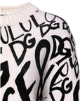 Dolce & Gabbana White Black Logo Print Women Pullover Sweater