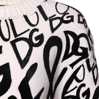 Dolce & Gabbana White Black Logo Print Women Pullover Sweater