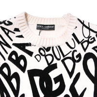 Dolce & Gabbana White Black Logo Print Women Pullover Sweater