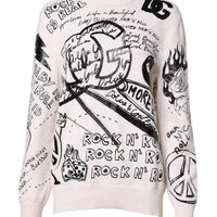Dolce & Gabbana White Black Logo Print Women Pullover Sweater