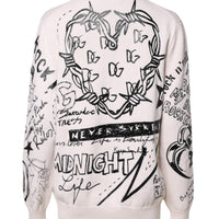 Dolce & Gabbana White Black Logo Print Women Pullover Sweater