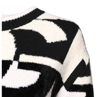 Dolce & Gabbana White Black Logo Print Women Pullover Sweater