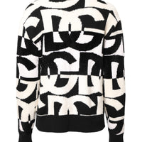 Dolce & Gabbana White Black Logo Print Women Pullover Sweater