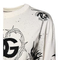Dolce & Gabbana White Logo Angel Print Women Pullover Sweater
