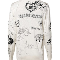 Dolce & Gabbana White Logo Angel Print Women Pullover Sweater