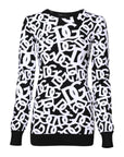Dolce & Gabbana Black White Logo Print Women Pullover Sweater