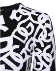 Dolce & Gabbana Black White Logo Print Women Pullover Sweater