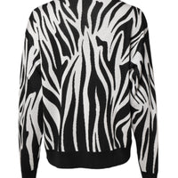 Dolce & Gabbana Black White Print Women Pullover Sweater